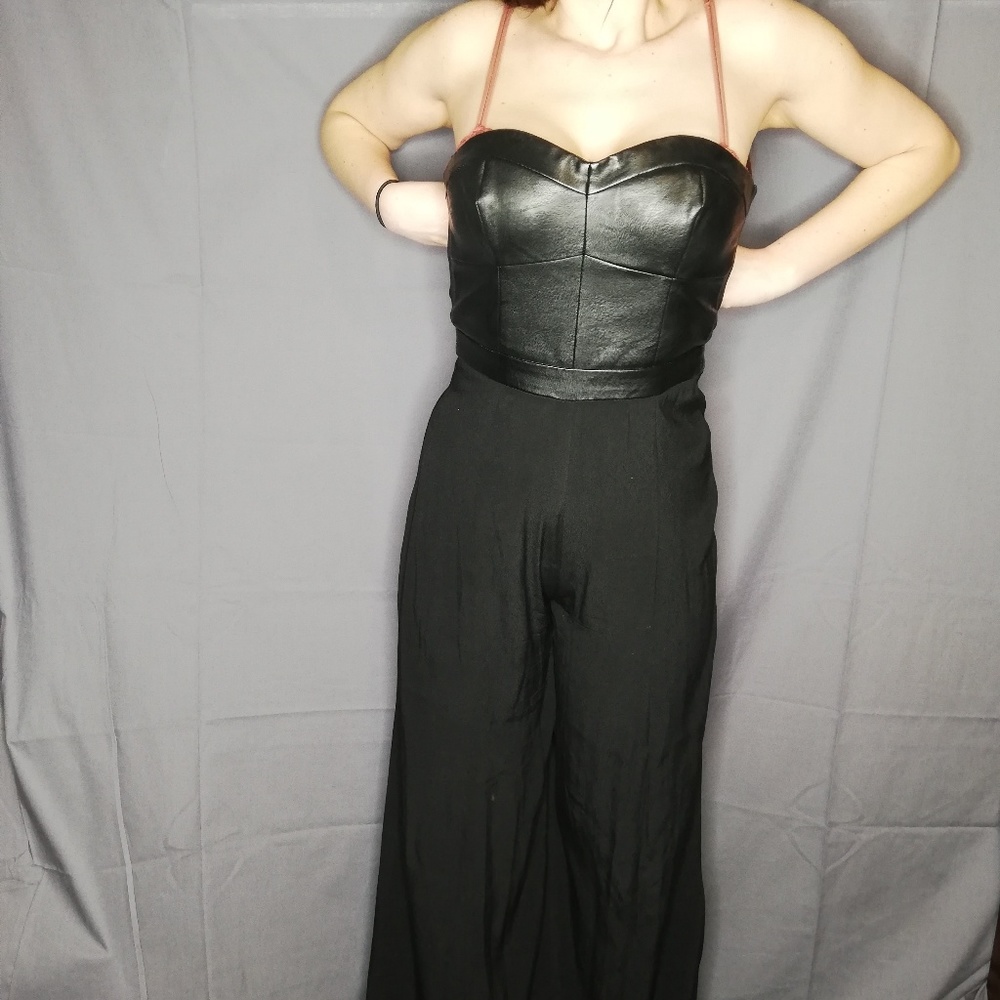 Strapless Leather Jumpsuit by ASTR - Picture 2 of 3